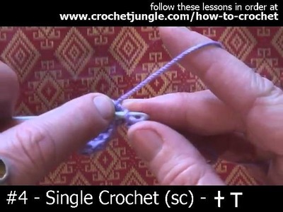 How to do a single crochet stitch (sc) - tutorial #4 LEFT HANDED