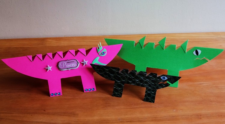 How to make a dinosaur and crocodile card using paper crafting ideas