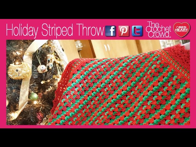 Left Hand: Crochet Holiday Striped Throw