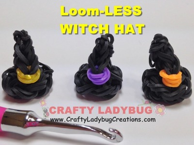 Rainbow Loom Bands HALLOWEEN 3D WITCH HAT NO LOOM EASY Charm Tutorials.How to Make by Crafty Ladybug