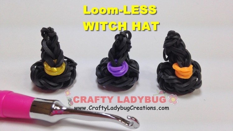 Rainbow Loom Bands HALLOWEEN 3D WITCH HAT NO LOOM EASY Charm Tutorials.How to Make by Crafty Ladybug