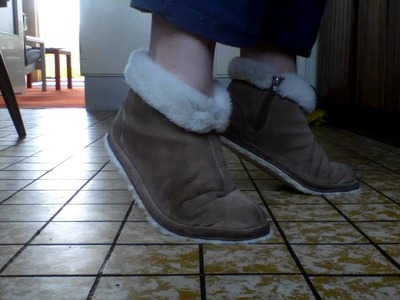 Sheepskin Bootie style slippers with real sheepskin soles