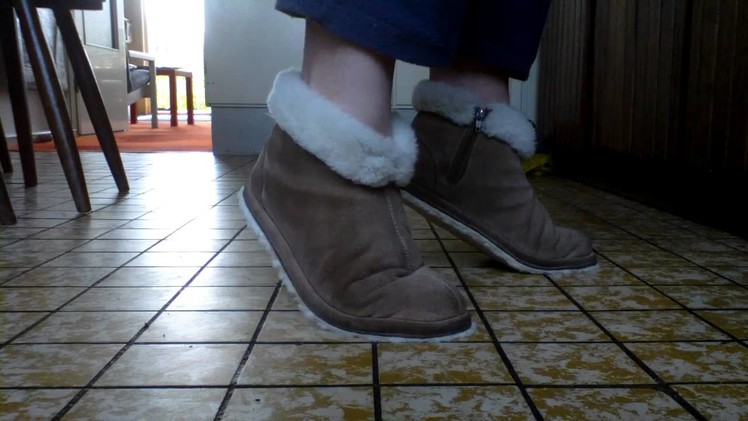 Sheepskin Bootie style slippers with real sheepskin soles