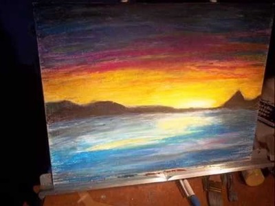 Art Time Lapse - Oil Pastel Sunrise on Canvas