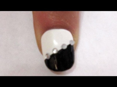 Easy Nail Art: Diamond Black and White nail art tutorial - EP