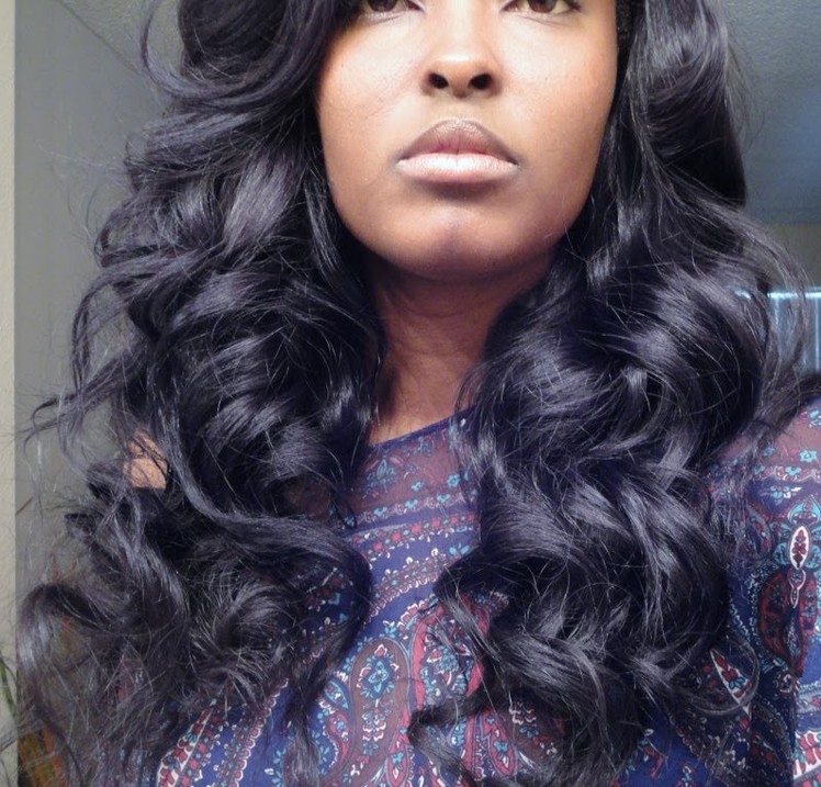 Get some BIG CURLS in your hair girl! flexi rods on my brazilian wavy!