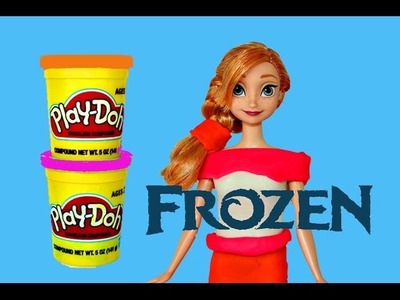 Play Doh Frozen Anna Barbie Doll Makeover Disney Princess Color Change PlayDough Dress