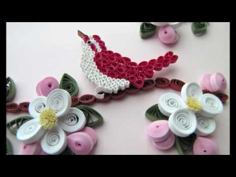Quilled Bird and Apple Blossoms