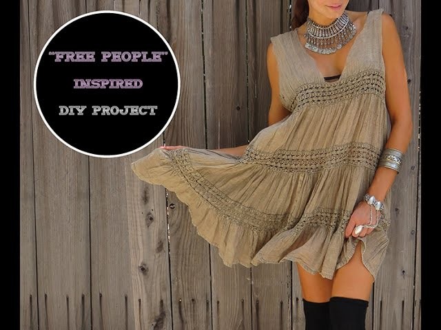 DIY VIDEO How to make "Free People" Inspire Babydoll Dress (redesign old clothes)