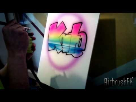 How to Airbrush block letters with a sunset design.