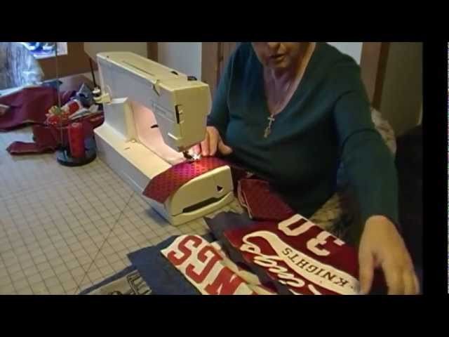 HOW TO MAKE A QUILT USING SPORTS UNIFORMS & T SHIRTS-PART 2.wmv