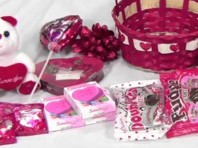 How to make a simple Valentines basket with candy and decorations