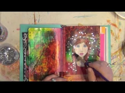 Mixed Media Art Journal Page - How-To - Acrylic Painting - Star Girl