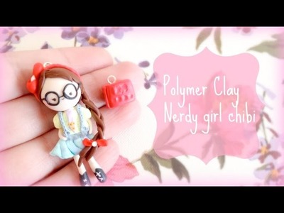 Nerdy girl chibi and a book-Polymer clay tutorial, Back to school series