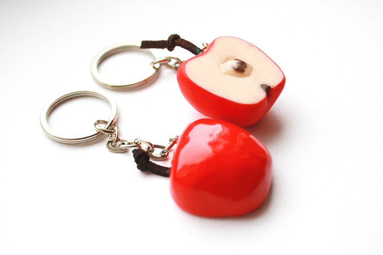 Polymer clay apple half key ring TUTORIAL (Valentine's day project)