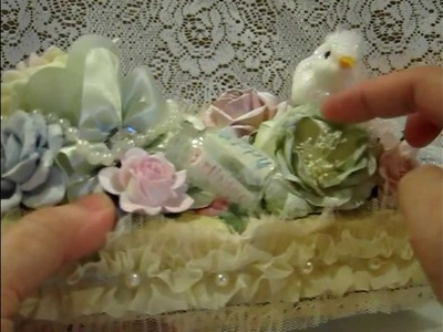 Shabby Chic Flower book.Lace cake.altered egg carton