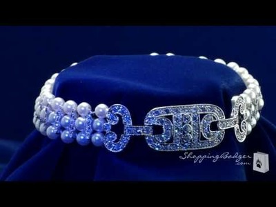Sterling silver cubic zirconia three strand pearl bracelet