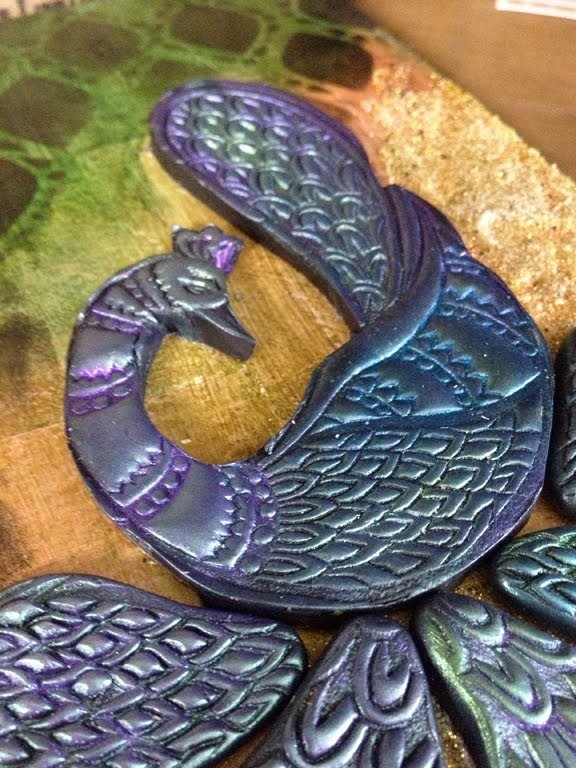 Art Journal Cover made with Polymer clay peacock Enjoy the process