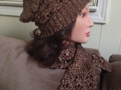 Crotchet hat and scarf- Patons Metallic Gold