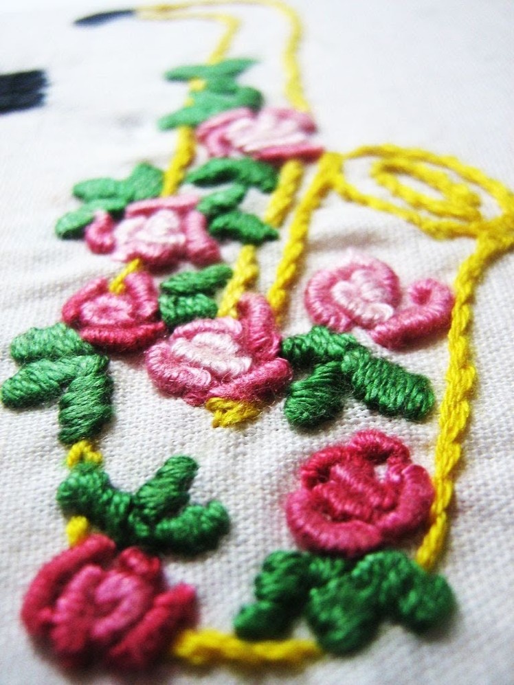 Hand embroidery -Bullion knot stitch (stitch a rose)