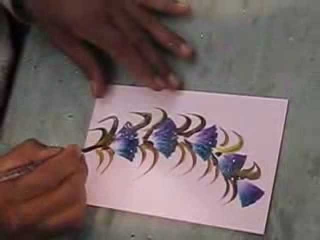 How to Draw Greeting Cards in 2 minutes  : Part 1: Blue Flower
