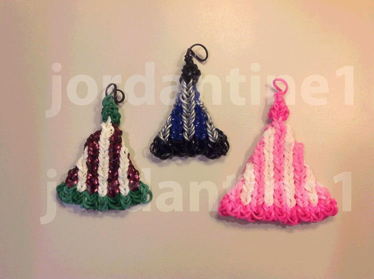 How To Make A Rainbow Loom Winter Snow Hat Charm or Ornament - Vertical Stripe