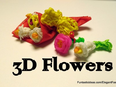 Rainbow Loom 3D lily Flowers Bouquet Charm - How to - Mother's Day gift idea