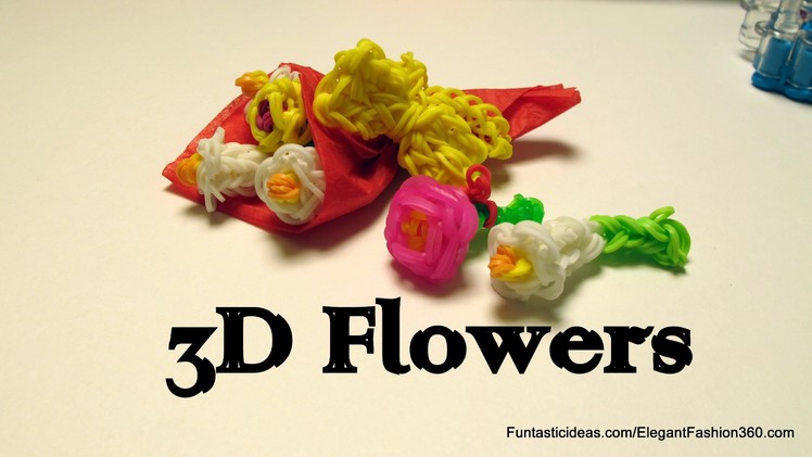 Rainbow Loom 3D lily Flowers Bouquet Charm - How to - Mother's Day gift idea