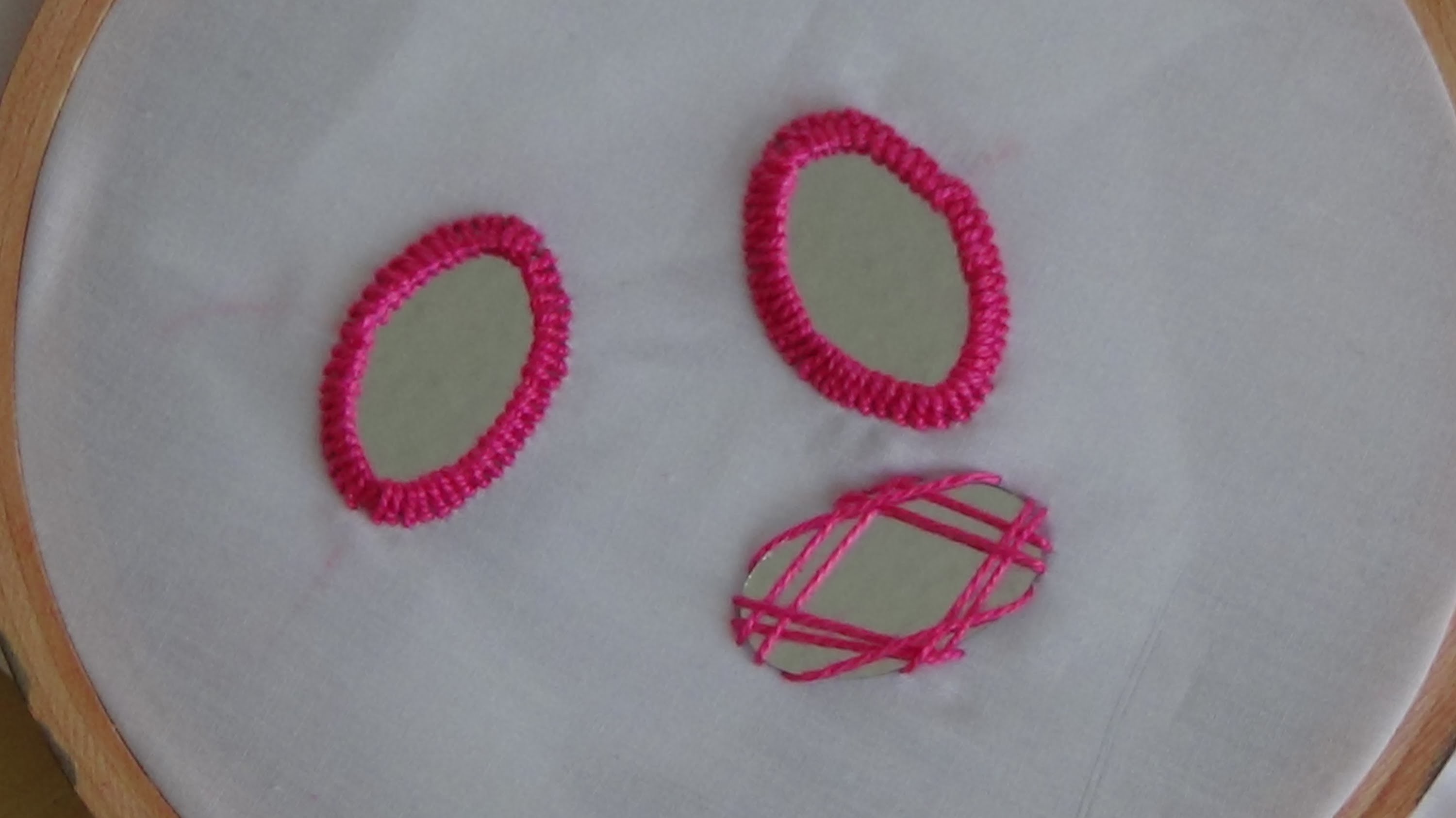 Hand Embroidery Mirror Work (Oval Shaped Mirror)