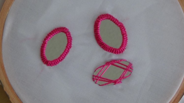 Hand Embroidery: Mirror Work (Oval Shaped Mirror)