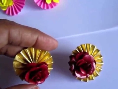 Handmade Jewelry - Paper Plate and Flower Disk Stud Earrings (Not Tutorial)