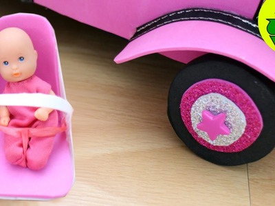 How to make a baby car seat for your Doll's baby - Easy Doll Crafts