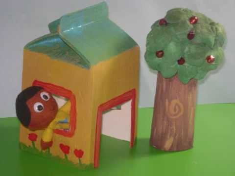 How to make a cute play house with a juice or milk carton - EP