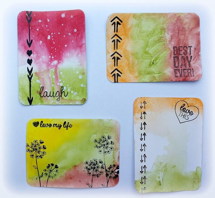 Make you own mixed media journal cards using Gelatos® and Stamper's Big Brush Pens