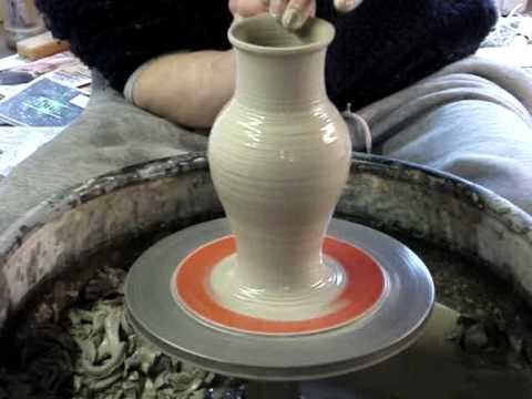 Throwing 4 different shaped clay pottery vases on the wheel demo how to