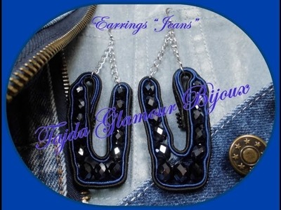 Tutorial soutache-Earrings "Jeans"