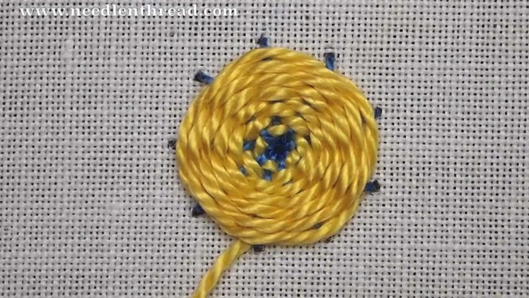 Woven Wheel. Woven Spider Web Stitch