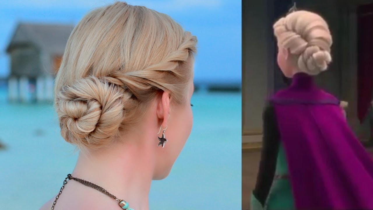 Frozens Elsa hair tutorial. Updo hairstyle for prom.wedding.party