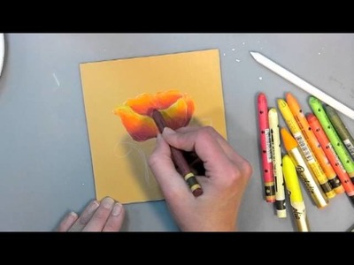 How to Paint a Poppy with watercolor crayons tutorial
