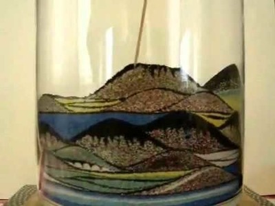 Sand art in a glass container
