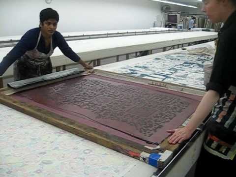 Textile printing at the fabric workshop.