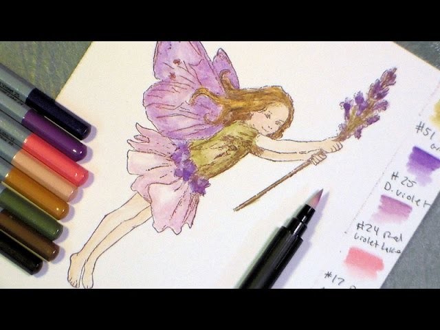 Tutorial fairy with watercolor pencils and blender pen