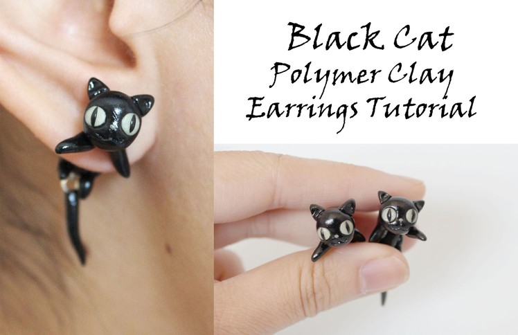Black Cat Earrings Polymer Clay Tutorial