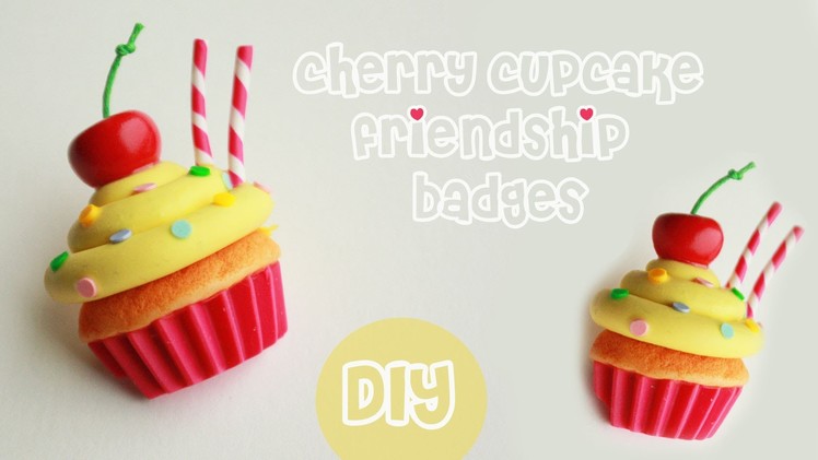 Polymer clay cherry cupcake friendship badges TUTORIAL | cupcakes project part 6