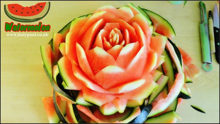 Art In Watermelon Rose Flower Art of Vegetable and Fruit Carving Garnish  | Fruit Decoration