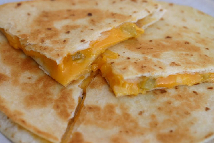 How To Make An Easy Cheese Quesadilla With Onion and Green Chiles