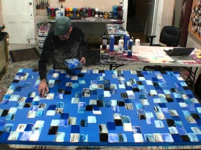 How to create large acrylic abstract art using textured paint demonstraction