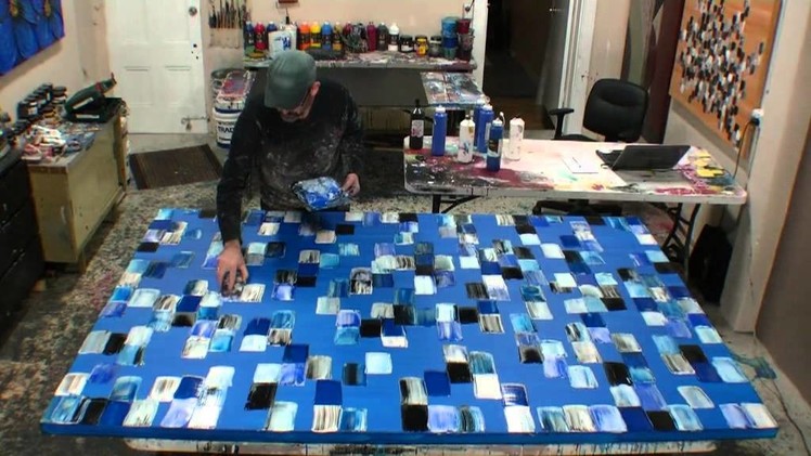 How to create large acrylic abstract art using textured paint demonstraction