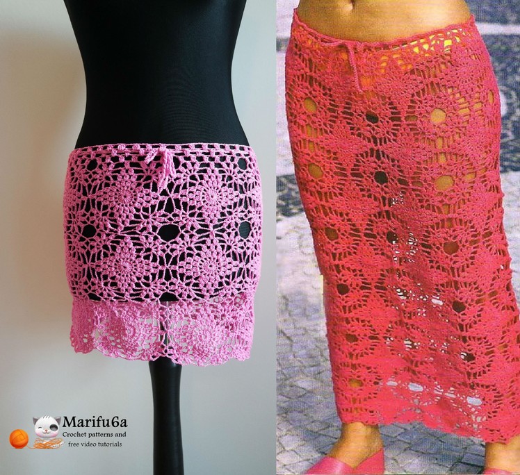 How to crochet mini midi maxi skirt all sizes faldas al crochet free tutorial pattern by marifu6a