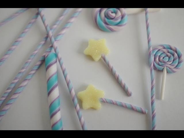 Polymer Clay Miniature Lollipop, and Straw Tutorial in Little Twin Star Colors